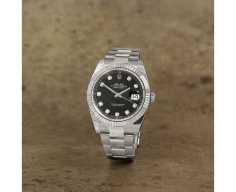 Rolex. A stainless steel and 18K white gold automatic calendar bracelet watch with diamond set dialModel: Datejust 41Referenc