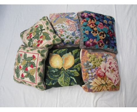 Six modern tapestry cushions, some reputedly Kaffe Fassett 