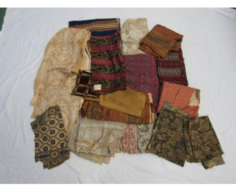 Approximately twenty five pieces of fabric to include silk damasks, velvet, tapestry, paisley prints, stripes, all Arts &amp;