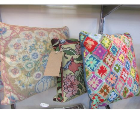 Six modern tapestry cushions, some reputedly Kaffe Fassett 