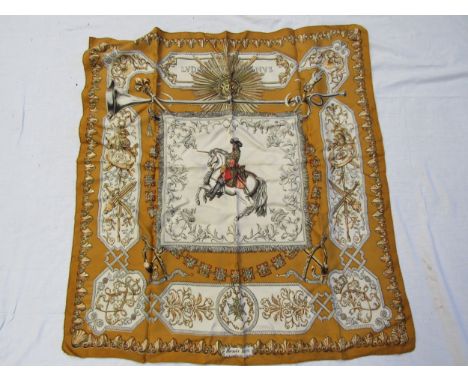 Hermes silk scarf and another unsigned silk chiffon Picasso style scarf (2) 