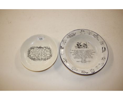 An Adams of Tunstall plate "The Sailor's tear" and an enamel children's bowl decorated with The Owl and the Pussy Cat