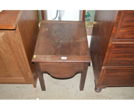 A Georgian mahogany box commode converted to a workbox 