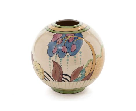 A Clarice Cliff ‘Moonlight’ pattern globular vase, shape 370, circa early/mid-1930s, 17cms high, maker's mark to underside.