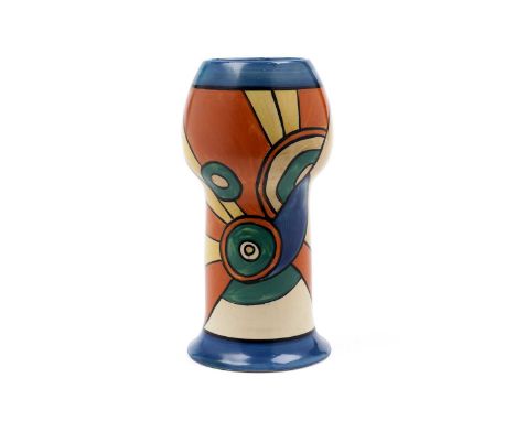 A Clarice Cliff ‘Sliced Circle’ pattern vase, shape 268, circa the early 1930s, maker's mark to underside, 20.5cms high.