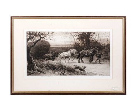 Herbert Thomas Dicksee RE(1862-1942)The Last Load,pencil signed to the margin, initialed and dated 1925 within the plate,etch