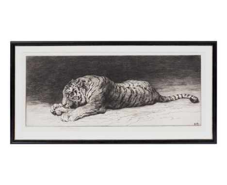 Herbert Thomas Dicksee RE(1862-1942)Study of a Tiger Eating,signed in pencil,etching, artist’s proof, edition of 100, publish