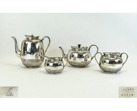 Elkington & Co Wonderful Shaped and Top Quality Aesthetic Period Silver Plated 4 Piece Tea and Coffee Service. c.1870. Coffee