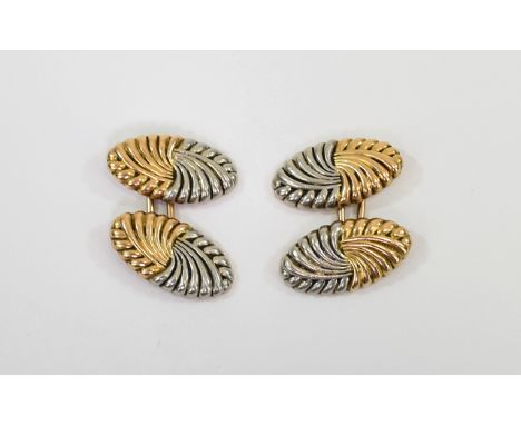 Vintage Pair of 9ct Gold Two Tone Gents Cufflinks circa 1930. 4.75 grams. Not marked but tests gold. Good condition. 