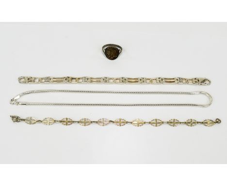 Silver Fashion Jewellery, 2 Silver Bracelets, Silver Chain And |Ring