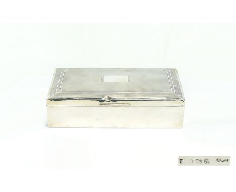 Silver Engine Turned Table Cigarette Box with engine turned cover, cedar wood interior. Hallmark Birmingham 1940. (There are 