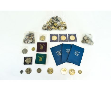 Collection Of Coins Mostly Low Value GB & European, Some Odd Pre 47 Silver, Commemorative Crowns, Festival Of Britain, First 