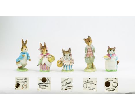 A Collection of Vintage Beswick Beatrix Potter Figures (5) n total. 1. Mr Tittle Mouse BP 2A gold oval stamp Beswick no 1103.