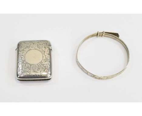 Victorian Silver Hinged Vesta Case with chased decoration to body. Hallmark Birmingham 1894. Vacant cartouche. Lovely conditi