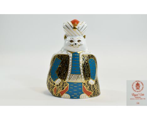 Royal Crown Derby Paperweight ' Royal Cats ' Persian. No Stopper. Date 1989. 1st Quality / Mint Condition. 6.5 Inches High. 