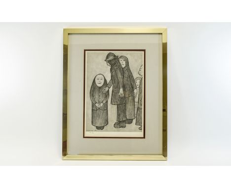 Laurence Stephen Lowry 1887 - 1976 Ltd Edition and Numbered Lithograph / Print. Titled ' Family Discussion ' Stamped and Numb