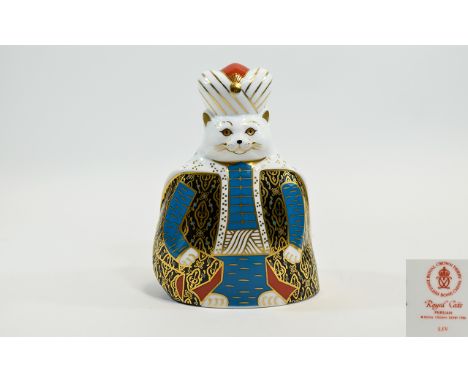 Royal Crown Derby Paperweight - Royal Cats ' Persian ' Date 1991 - No Stopper. 1st Quality / Mint Condition. 6.5 Inches High.