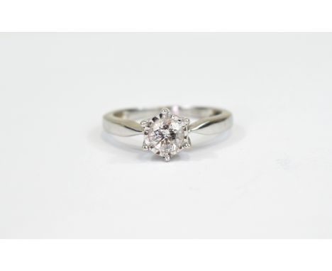 18ct White Gold Single Stone Brilliant Cut Diamond Ring diamond weight 0.50 cts. Colour EF , clarity I 1 cut good, comes with