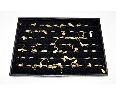 Jewellery Ring Tray Containing 56 Titanium Wedding Rings Various Designs And Sizes