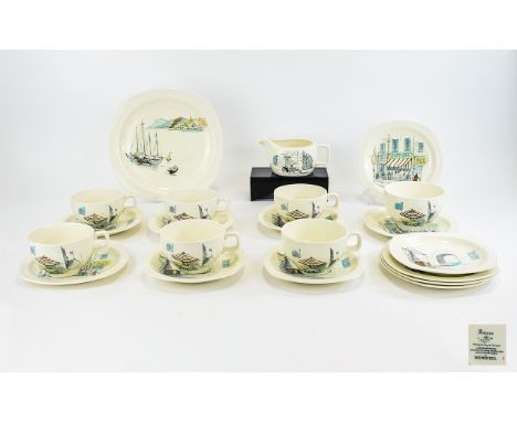 Midwinter 'Riviera' Design Part Teaset (21) pieces in total. (3 pieces with small chips).