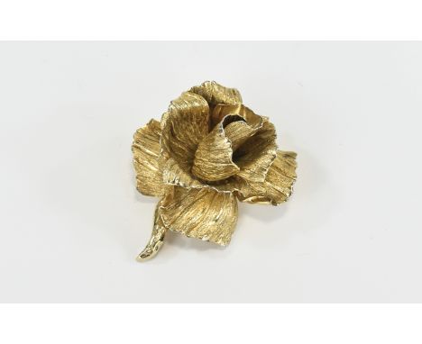 Christain Dior Rose Brooch Vintage Dior gold tone brooch dating from 1964. Textured three dimensional petals with matte gold 