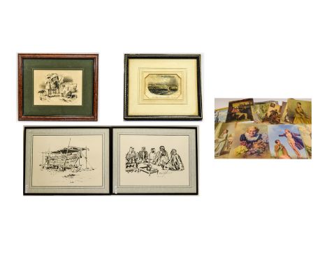 Collection of Framed And Loose Prints Comprising A Small Etching The Royal Hotel And Queens Place Blackpool, TS Cooper Print 