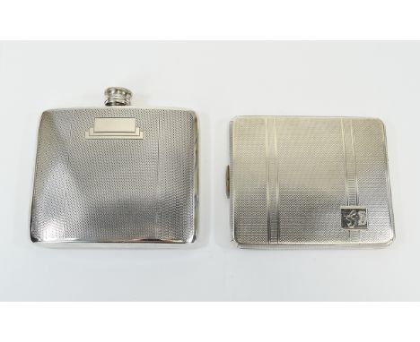 George V Engine Turned Silver Cigarette Case hallmark Birmingham 19620. 134.2 grams 4 onz 10 grams. 3.25 by 4 inches. Plus an