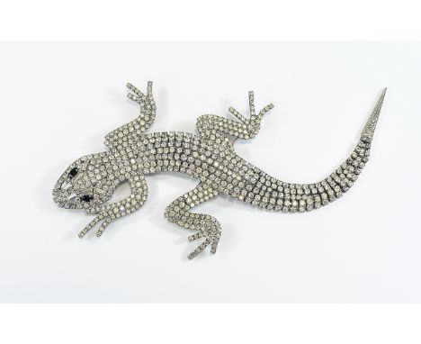 Butler & Wilson Large Articulated Crystal Gecko Brooch Vintage brooch in the form of a crawling lizard by London designers Bu