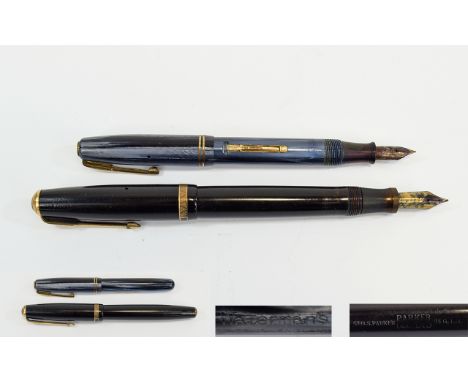 Vintage Pens (2) in total Geo S Parker Duofold Fountain Pen with 14ct Gold Knib plus a Watermans fountain pen 14ct gold knib.
