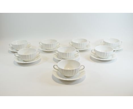Royal Worcester China comprising 8 white soup bowls and 8 saucers. 