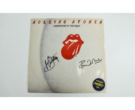 The Rolling Stones (2) autographs on record sleeve, Mick Jagger and Ronnie Wood.