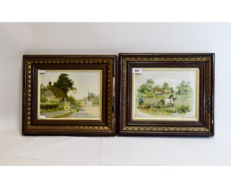 Framed Prints Two in total, the first depicting shire horses ploughing a field. The second depicting a picturesque country la