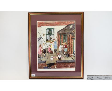 Tom Dodson 1910 - 1981 Artist Pencil Signed Ltd and Numbered Edition Colour Print - Title ' Backyard III ' Num 293 - 850. Mou
