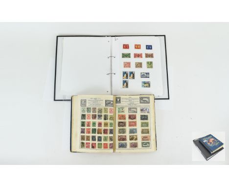 The Errimar Globe Trotter Stamp Album together with a ring binder with an assortment of world stamps.