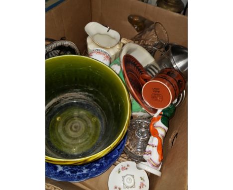 A BOX OF ASSORTED WARE INC FIGURES AND ROYAL WORCESTER SCOTTIE WILSON