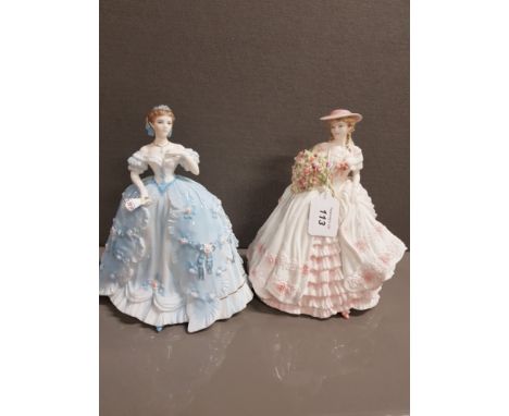 ROYAL WORCESTER LADY FIGURE THE FIRST QUADRILLE TOGETHER WITH COALPORT LADY ROSE