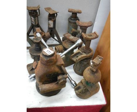 A selection of vintage and classic car bottle jacks