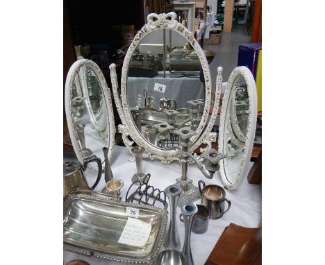 Mid 20th century white triple mirror