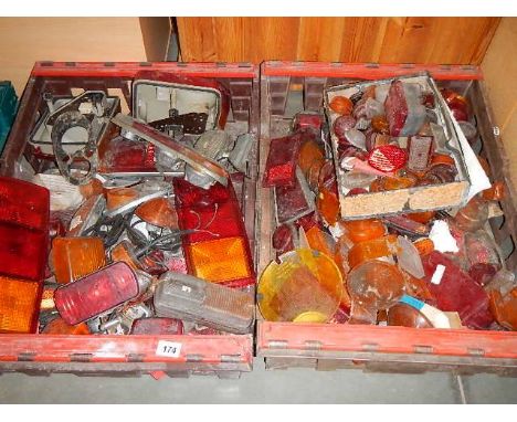 2 large crates of classic car rear light lenses including Mini Austin Ford etc Collect only