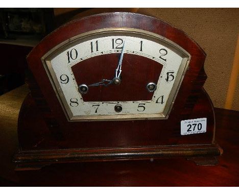 A 1930's Westminster chime mantel clock (missing key)