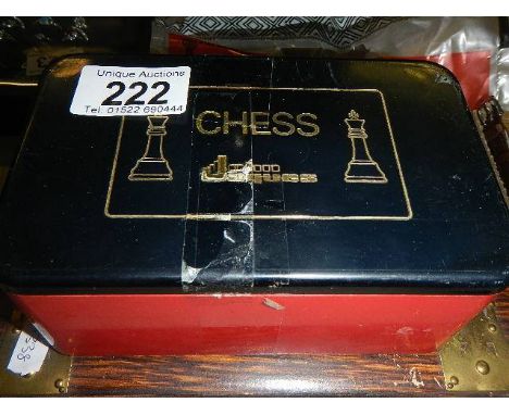 A Vintage Jaques chess set in original box, complete