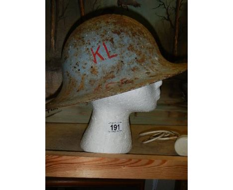 A vintage military helmet
