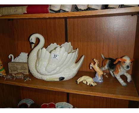 Large pottery No1 swan planter etc