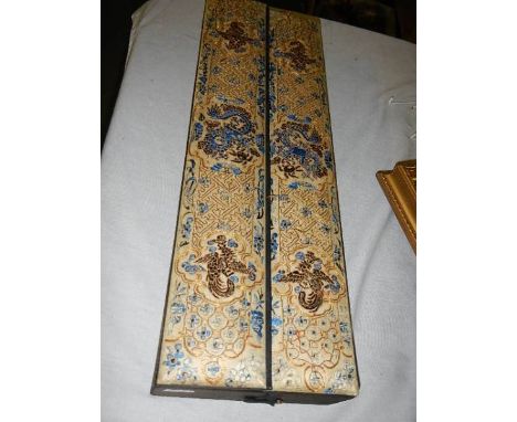 A Chinese tapestry jewellery box mid 20th century
