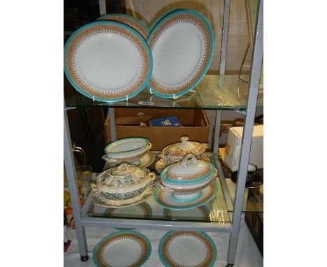 A Royal Worcester Vitreous dinner/tea plates and tureen plus 2 other vintage tureens, collect only