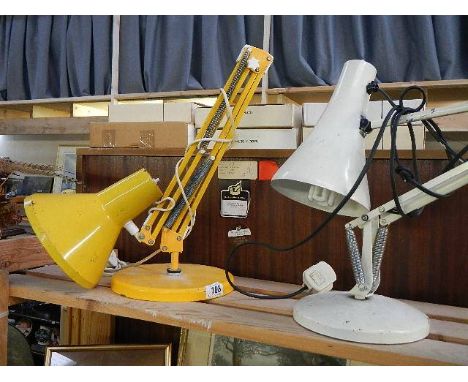 A pair of angelpoise lamps, 1 by HOF Denmark, the other by Angelpoise lighting company