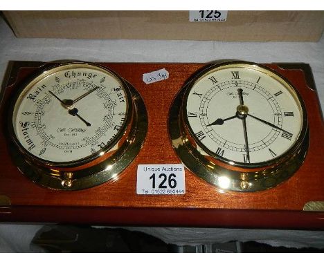 A Wm Widdop nautical clock barometer