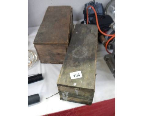 A vintage Kismet car foot pump in wooden box and 1 other