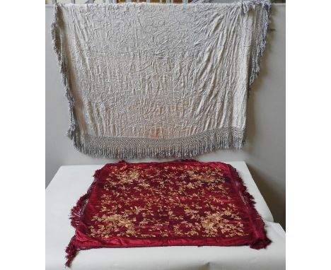VARIOUS SHAWLS AND TEXTILE PANEL 