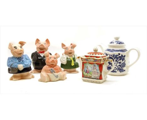 A collection of ceramics, to include Natwest pigs, Sadler teapots Royal Winton Somerset, a Clarice Cliff plate and similar to